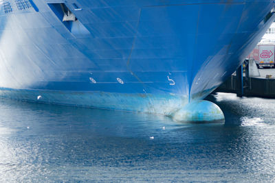 Blurred motion of boat in sea