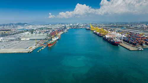 High angle view of sea against sky