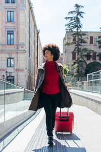 Smart businesswoman going for business trip