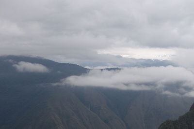 High angle view of mountains against sky