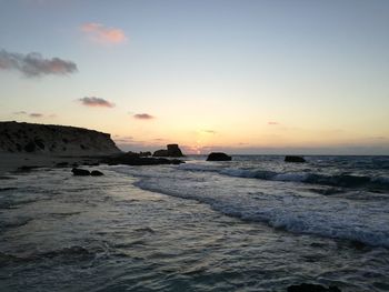 Scenic view of sea against sky during sunset