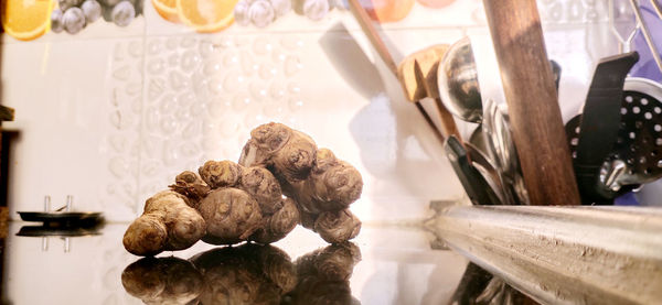 Close-up of food on table