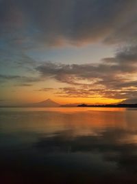 Scenic view of sea against sky during sunset, puerto varas, chile