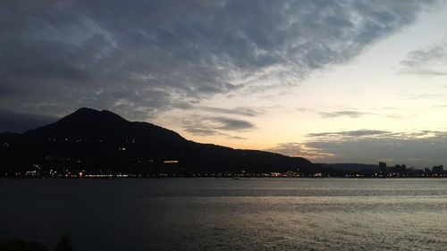 Scenic view of sea against cloudy sky