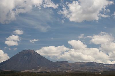 Scenic view of mountains against cloudy sky