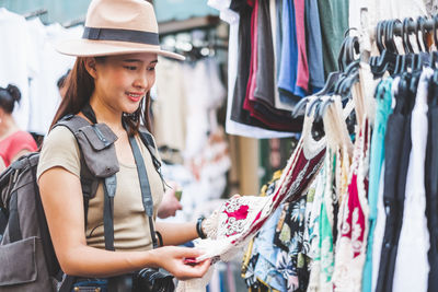 Senior woman in traditional clothing at store