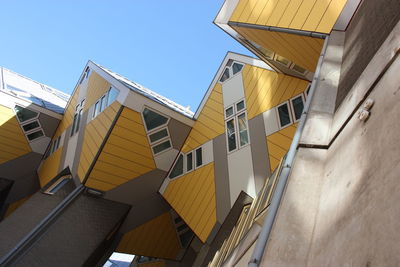 Low angle view of buildings against clear sky