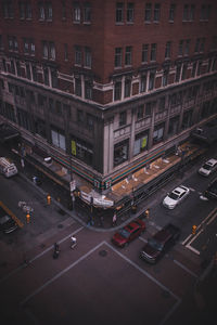 High angle view of cars moving on road