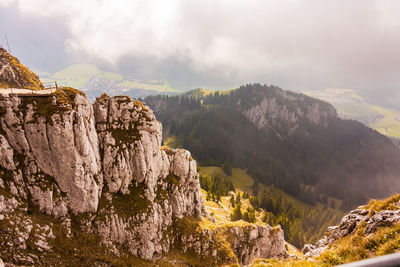 Panoramic view of rocky mountains against sky