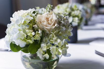 Close-up of white rose bouquet