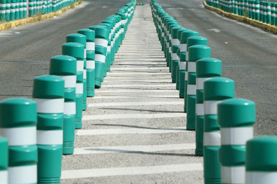 Close-up of row on road