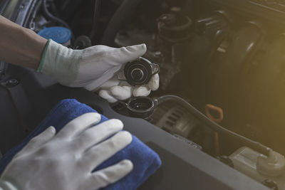 High angle view of person working