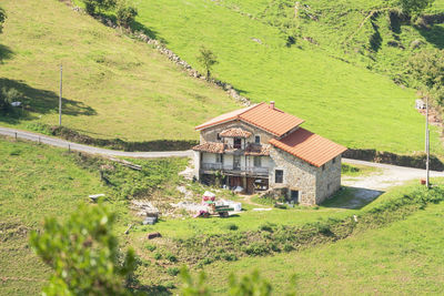 Houses on field