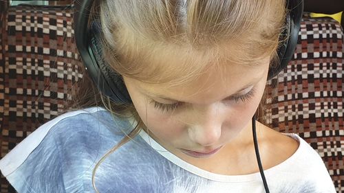 Girl wearing headphones