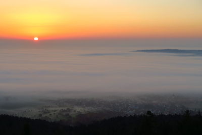 Scenic view of landscape against sky during sunset