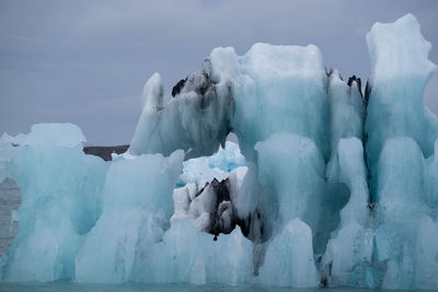 Panoramic view of frozen sea against sky