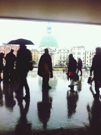 Woman standing in city