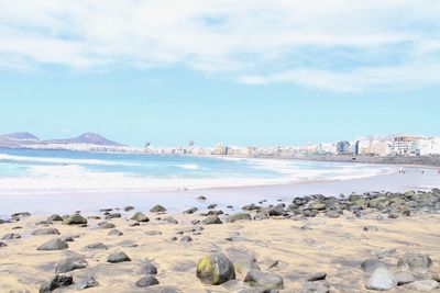 Scenic view of beach against sky