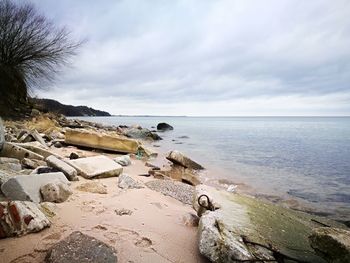 Scenic view of beach against sky