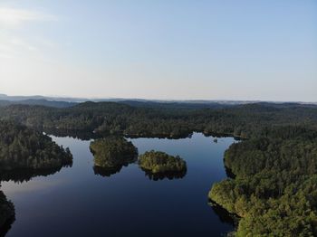 Scenic view of lake against clear sky