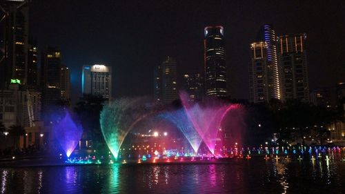 Illuminated city at night