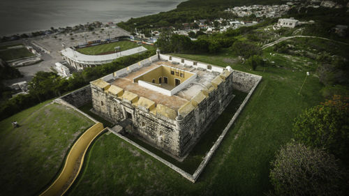 High angle view of built structures