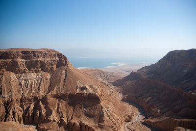 Scenic view of mountains against clear sky