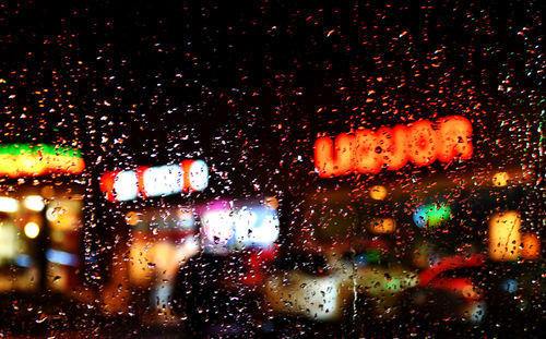 Close-up of wet window in rainy season