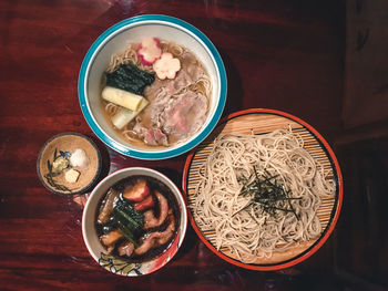 High angle view of soup on table