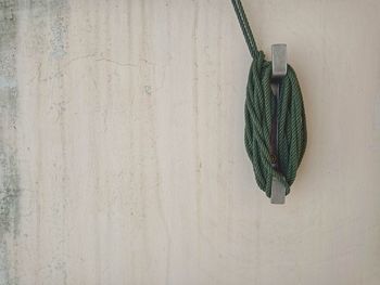 Close-up of rope hanging against wall