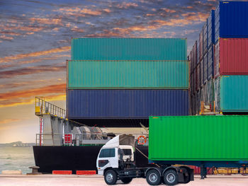 The container vessel during berth on arrival at port of thailand.