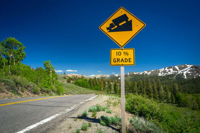 Road sign against sky