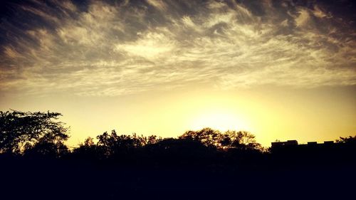 Silhouette of trees against sky at sunset