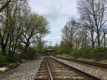 Railroad tracks on railroad track