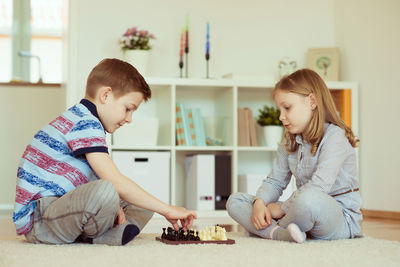 Mother and girl at home