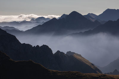 A majestic sunrise from the ridge of the fagaras mountains