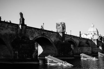 Bridge over river against clear sky