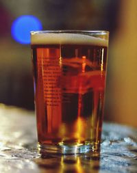 Close-up of drink in glass on table