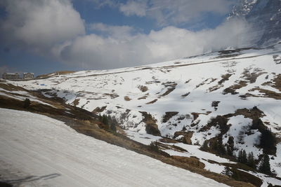 Snow covered mountain against sky