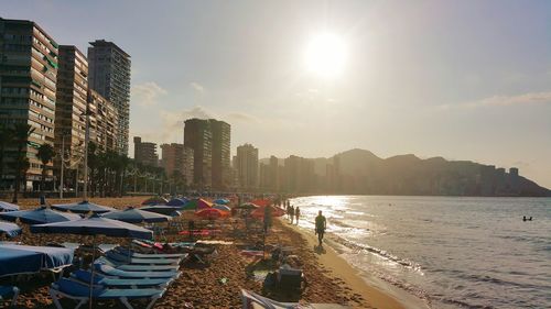 View of city at sunset