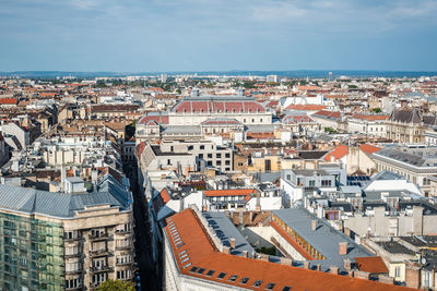 High angle view of cityscape against sky