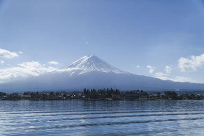 Scenic view of snowcapped mountain against sky