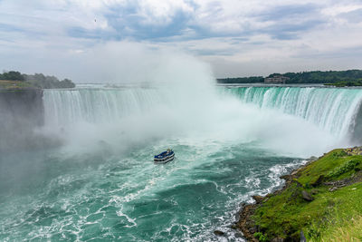 High angle view of waterfall