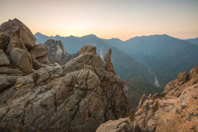 Scenic view of mountains against clear sky