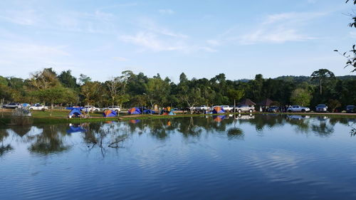 Scenic view of lake against sky