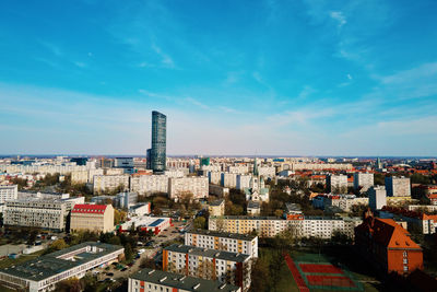 Wroclaw panorama, aerial view. cityscape of modern european city