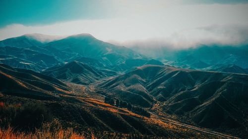 Scenic view of mountains against sky