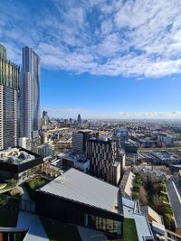 Melboudns cbd city skyline against blue skies