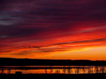 Scenic view of lake at sunset