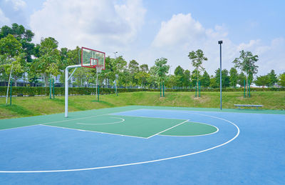 Empty basketball hoop against sky